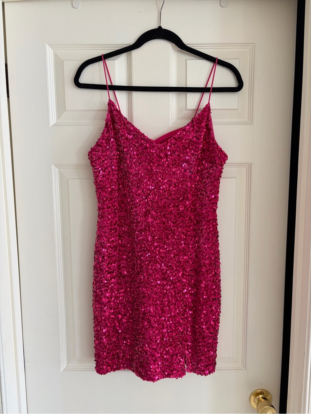 Francesca’s Hot Pink Sequin Slip Dress